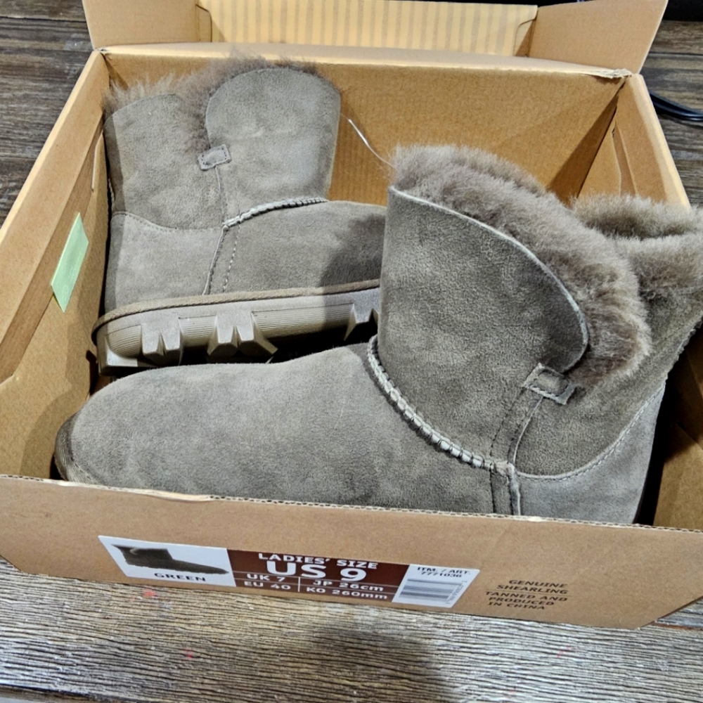 Kirkland Signature Women's Taupe Suede Shearling Lined Ankle Booties
